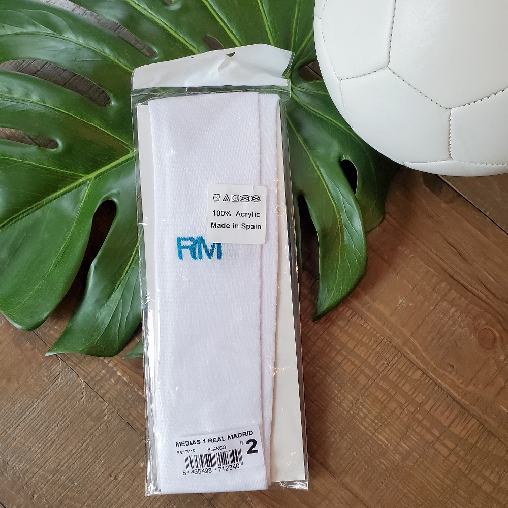 Medias Real Madrid 1 Blanco White Soccer Socks T2